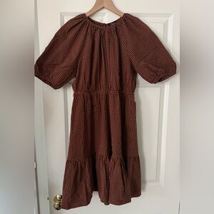 Rails Brown Tiered Ruffled Midi Sundress